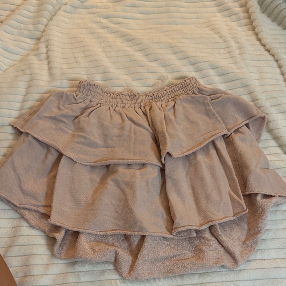 Aerie Layered Skater Skirt in Soft Tan